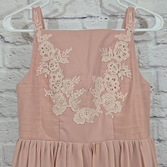 Girls Fairy Renaissance Maxi Dress Embroidered Pink Ruffled Hem Formal Dressy - Picture 3 of 11